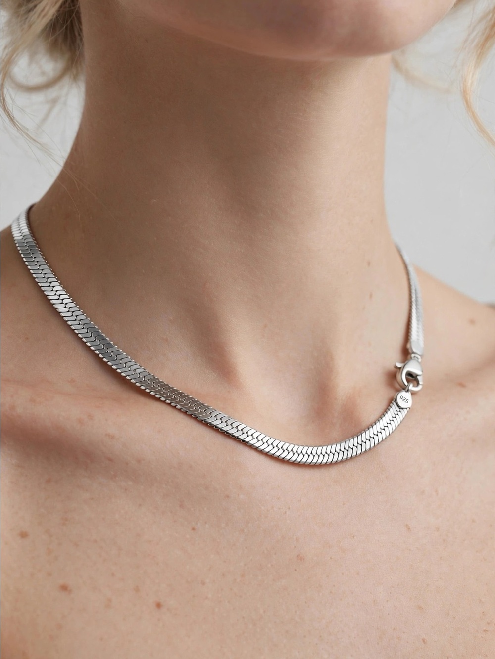 925 Sterling Silver 4MM Blade Chain Necklace - 20" Herringbone -